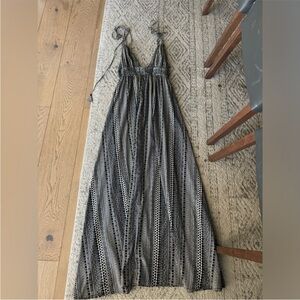 Meghan LA Black and White Striped Boho Maxi Dress